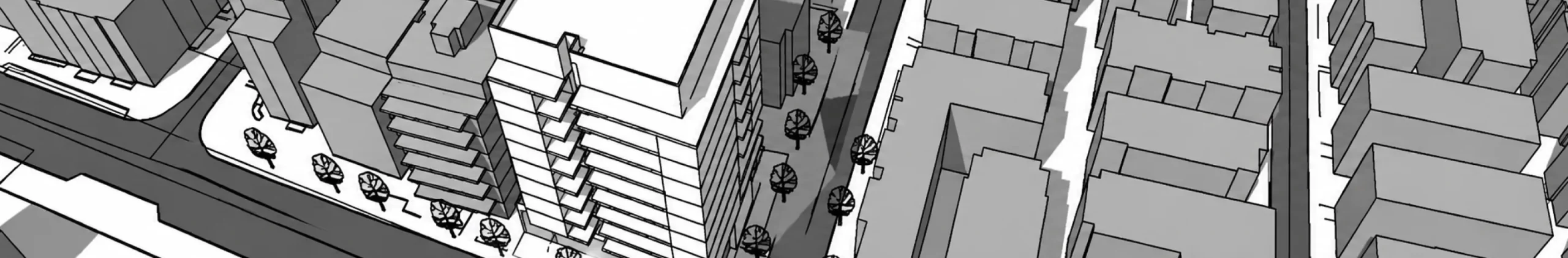Massing study of the surrounding blocks