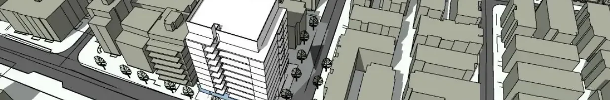 Massing study of the surrounding blocks