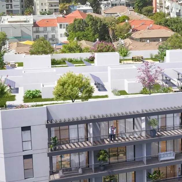 Aerial view of a completed residential project